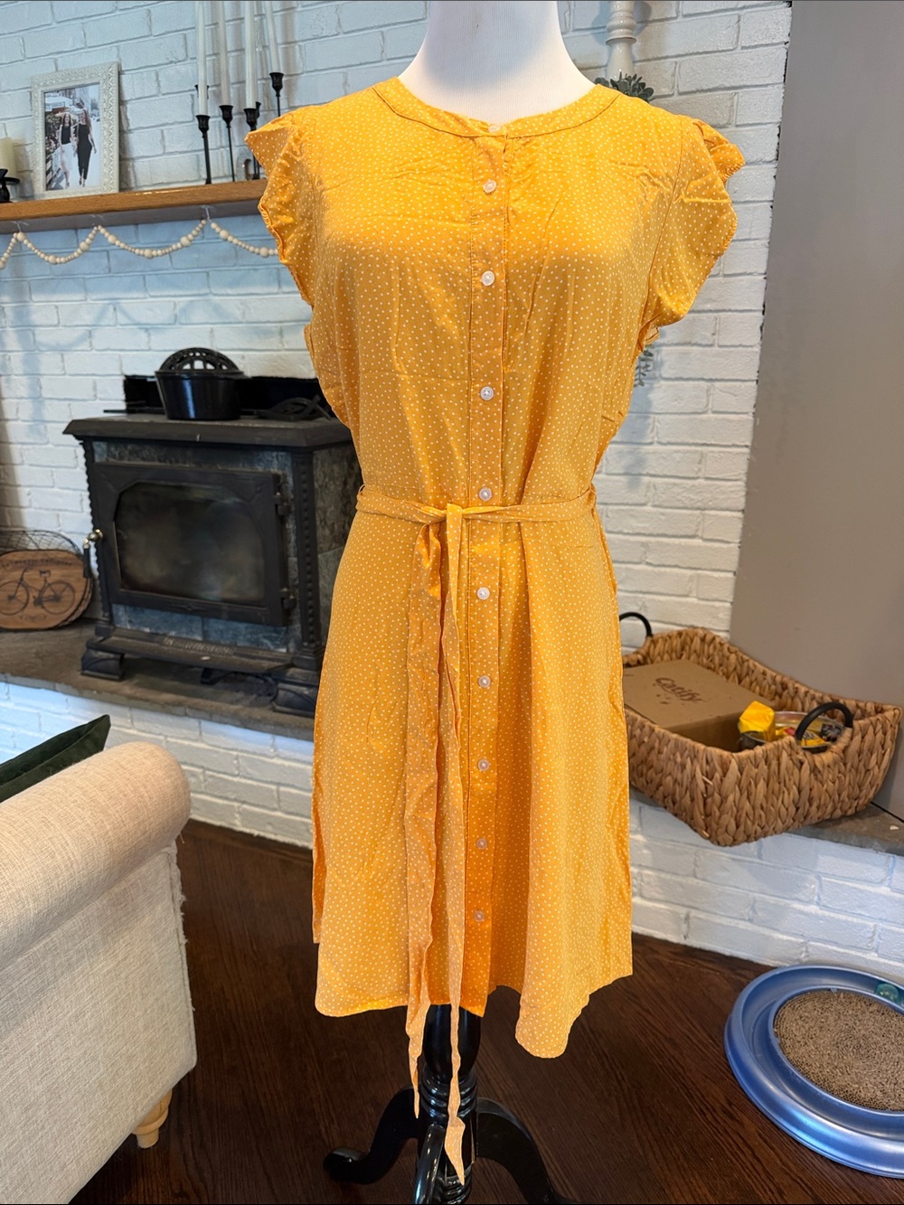 Loft Polka Dot Button Down Sun Dress | Size 10P